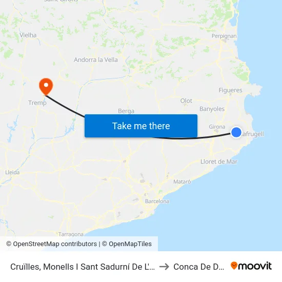 Cruïlles, Monells I Sant Sadurní De L'He to Conca De Dalt map