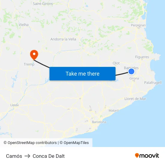 Camós to Conca De Dalt map