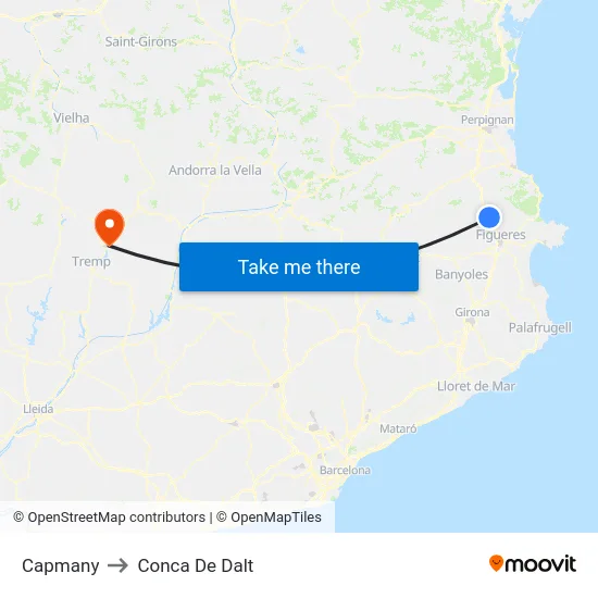 Capmany to Conca De Dalt map