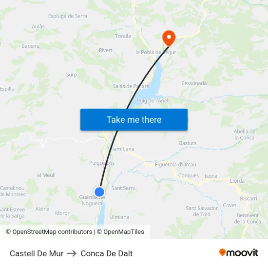 Castell De Mur to Conca De Dalt map