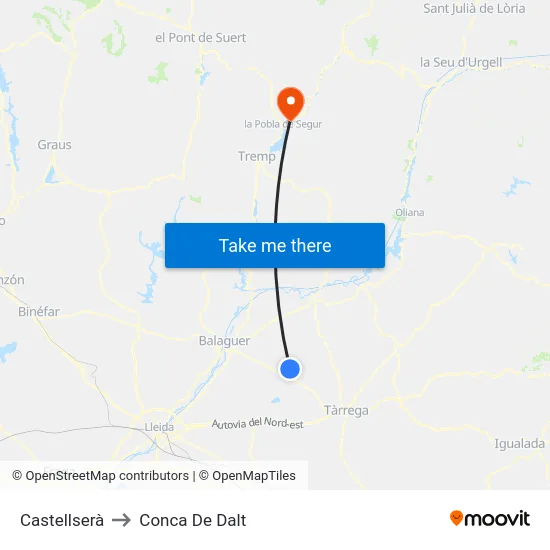 Castellserà to Conca De Dalt map