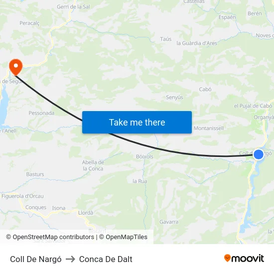 Coll De Nargó to Conca De Dalt map
