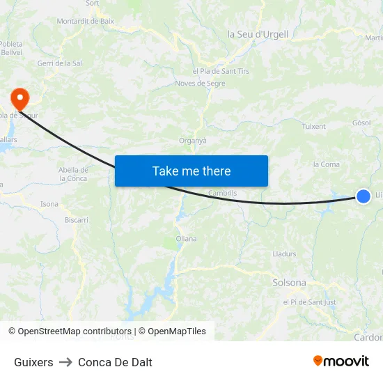 Guixers to Conca De Dalt map