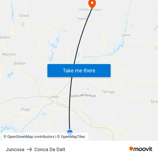 Juncosa to Conca De Dalt map