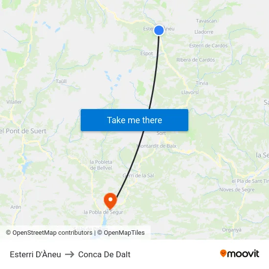 Esterri D'Àneu to Conca De Dalt map