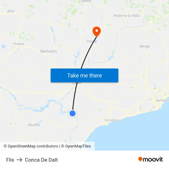 Flix to Conca De Dalt map
