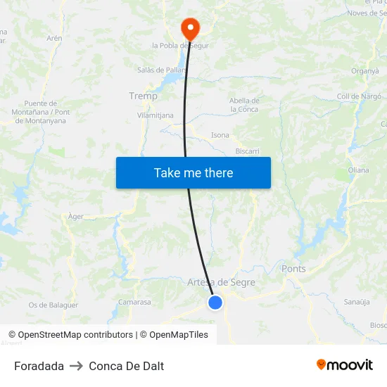 Foradada to Conca De Dalt map