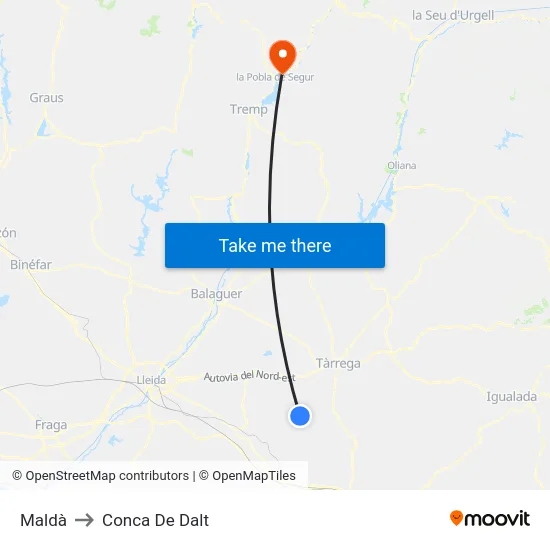 Maldà to Conca De Dalt map