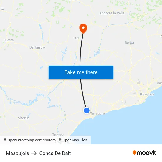 Maspujols to Conca De Dalt map