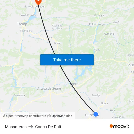 Massoteres to Conca De Dalt map