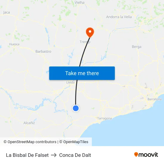 La Bisbal De Falset to Conca De Dalt map