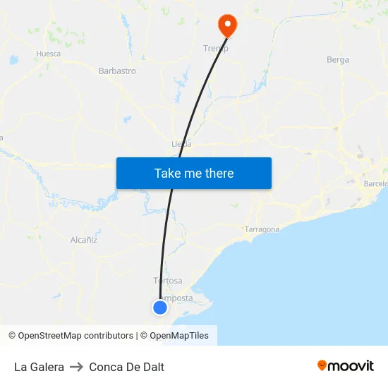 La Galera to Conca De Dalt map