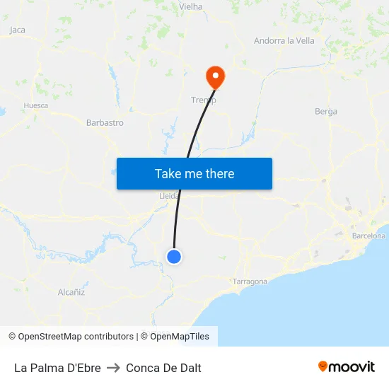 La Palma D'Ebre to Conca De Dalt map