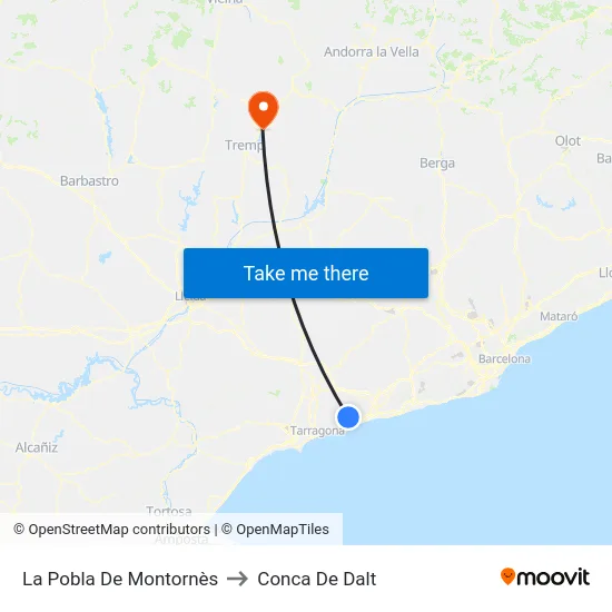 La Pobla De Montornès to Conca De Dalt map