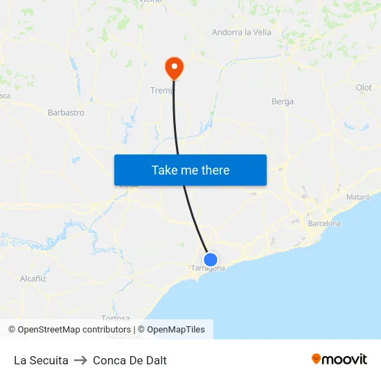 La Secuita to Conca De Dalt map