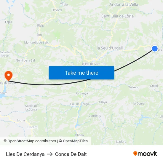 Lles De Cerdanya to Conca De Dalt map
