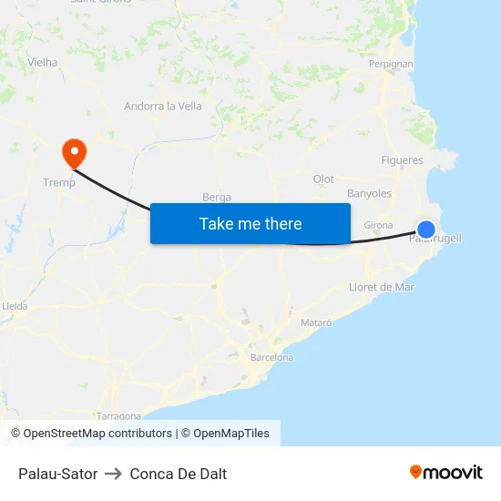Palau-Sator to Conca De Dalt map