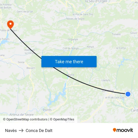 Navès to Conca De Dalt map
