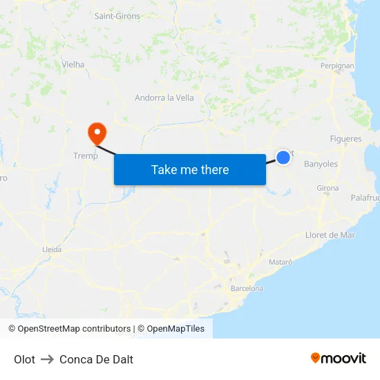 Olot to Conca De Dalt map