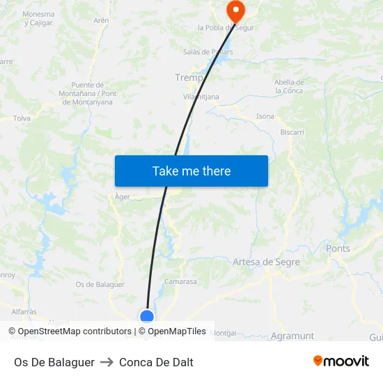 Os De Balaguer to Conca De Dalt map