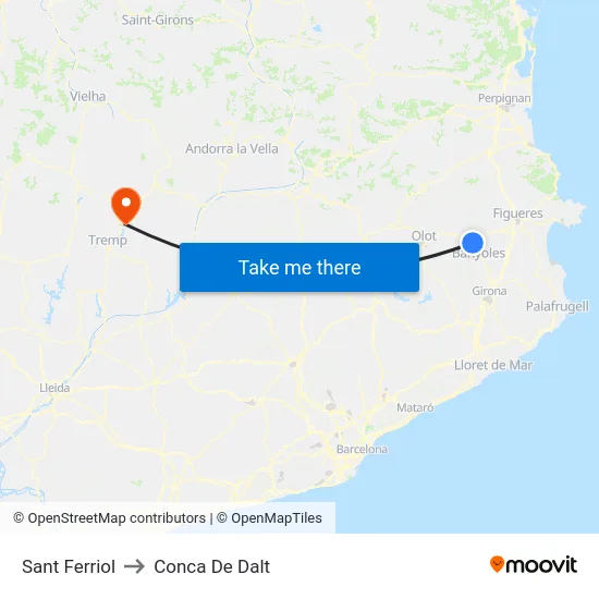 Sant Ferriol to Conca De Dalt map