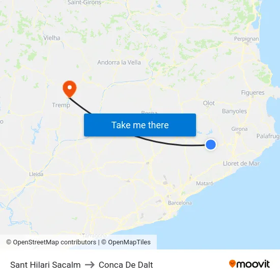 Sant Hilari Sacalm to Conca De Dalt map