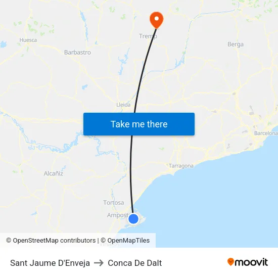 Sant Jaume D'Enveja to Conca De Dalt map