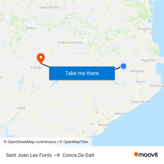 Sant Joan Les Fonts to Conca De Dalt map
