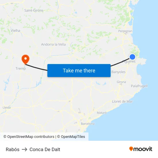 Rabós to Conca De Dalt map