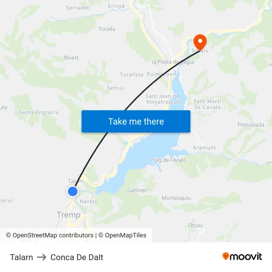 Talarn to Conca De Dalt map