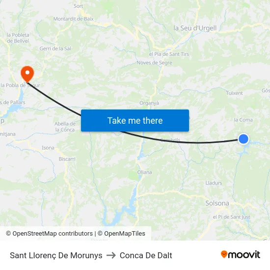 Sant Llorenç De Morunys to Conca De Dalt map