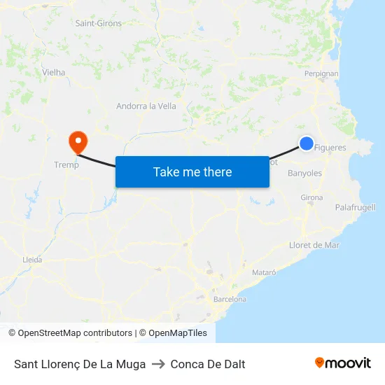 Sant Llorenç De La Muga to Conca De Dalt map
