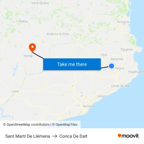 Sant Martí De Llémena to Conca De Dalt map