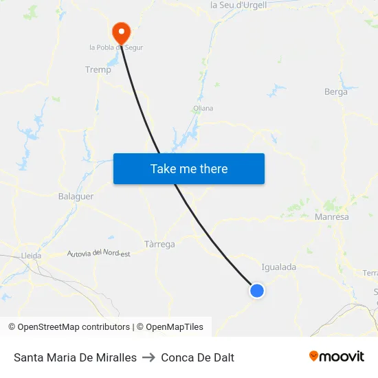 Santa Maria De Miralles to Conca De Dalt map