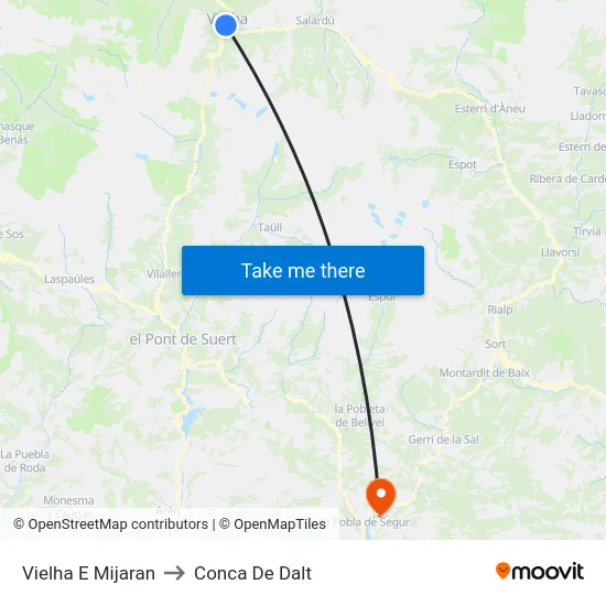 Vielha E Mijaran to Conca De Dalt map