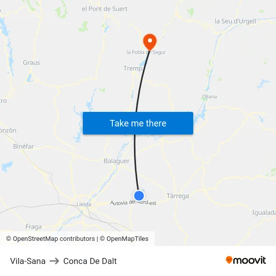 Vila-Sana to Conca De Dalt map