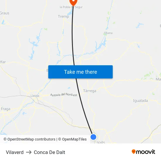 Vilaverd to Conca De Dalt map