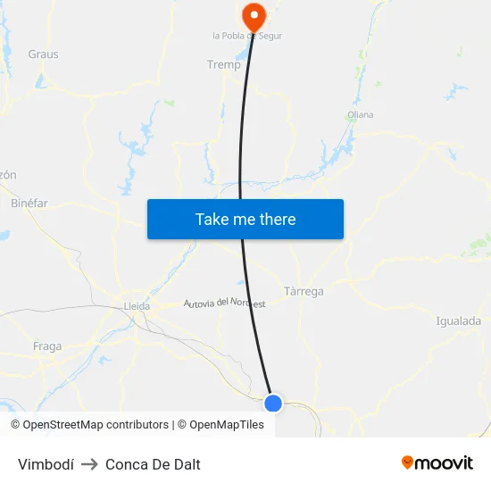 Vimbodí to Conca De Dalt map