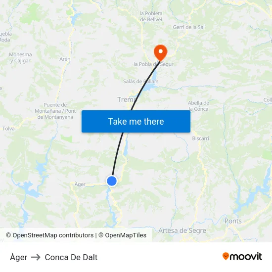 Àger to Conca De Dalt map