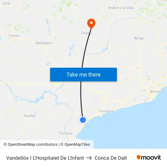 Vandellòs I L'Hospitalet De L'Infant to Conca De Dalt map