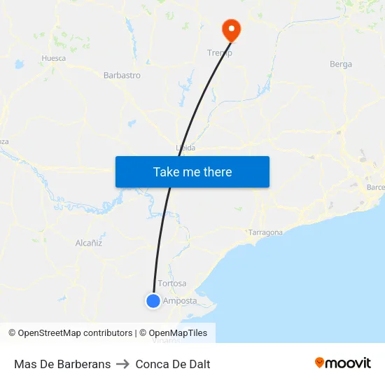 Mas De Barberans to Conca De Dalt map