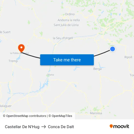 Castellar De N'Hug to Conca De Dalt map