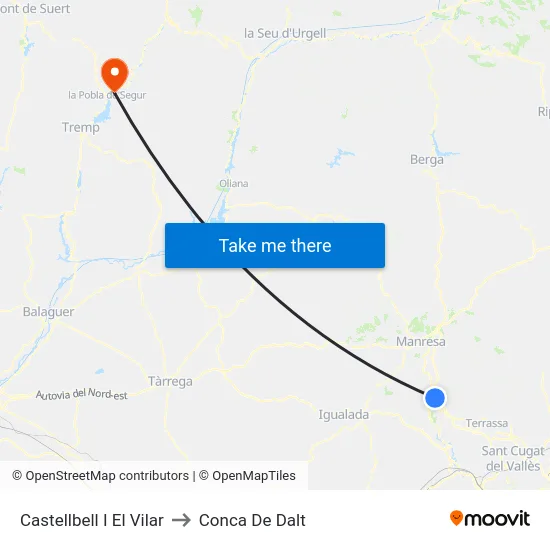 Castellbell I El Vilar to Conca De Dalt map