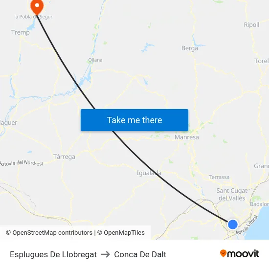 Esplugues De Llobregat to Conca De Dalt map