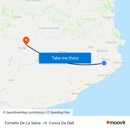 Fornells De La Selva to Conca De Dalt map