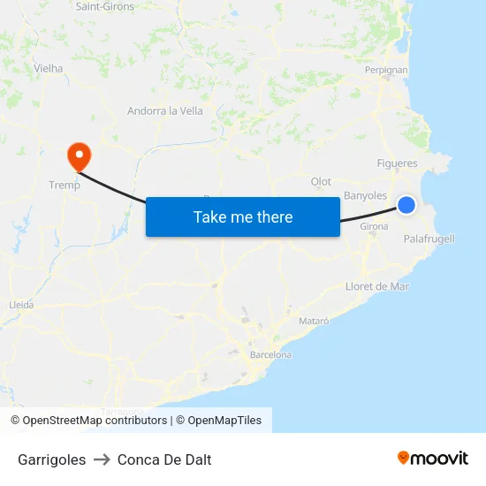 Garrigoles to Conca De Dalt map