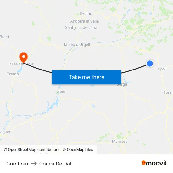 Gombrèn to Conca De Dalt map