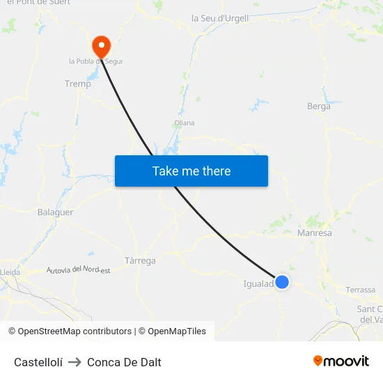 Castellolí to Conca De Dalt map