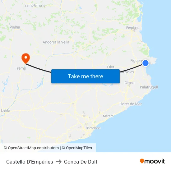 Castelló D'Empúries to Conca De Dalt map