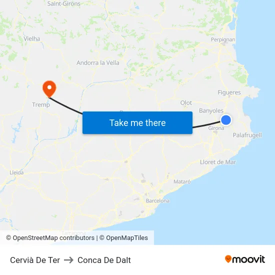 Cervià De Ter to Conca De Dalt map
